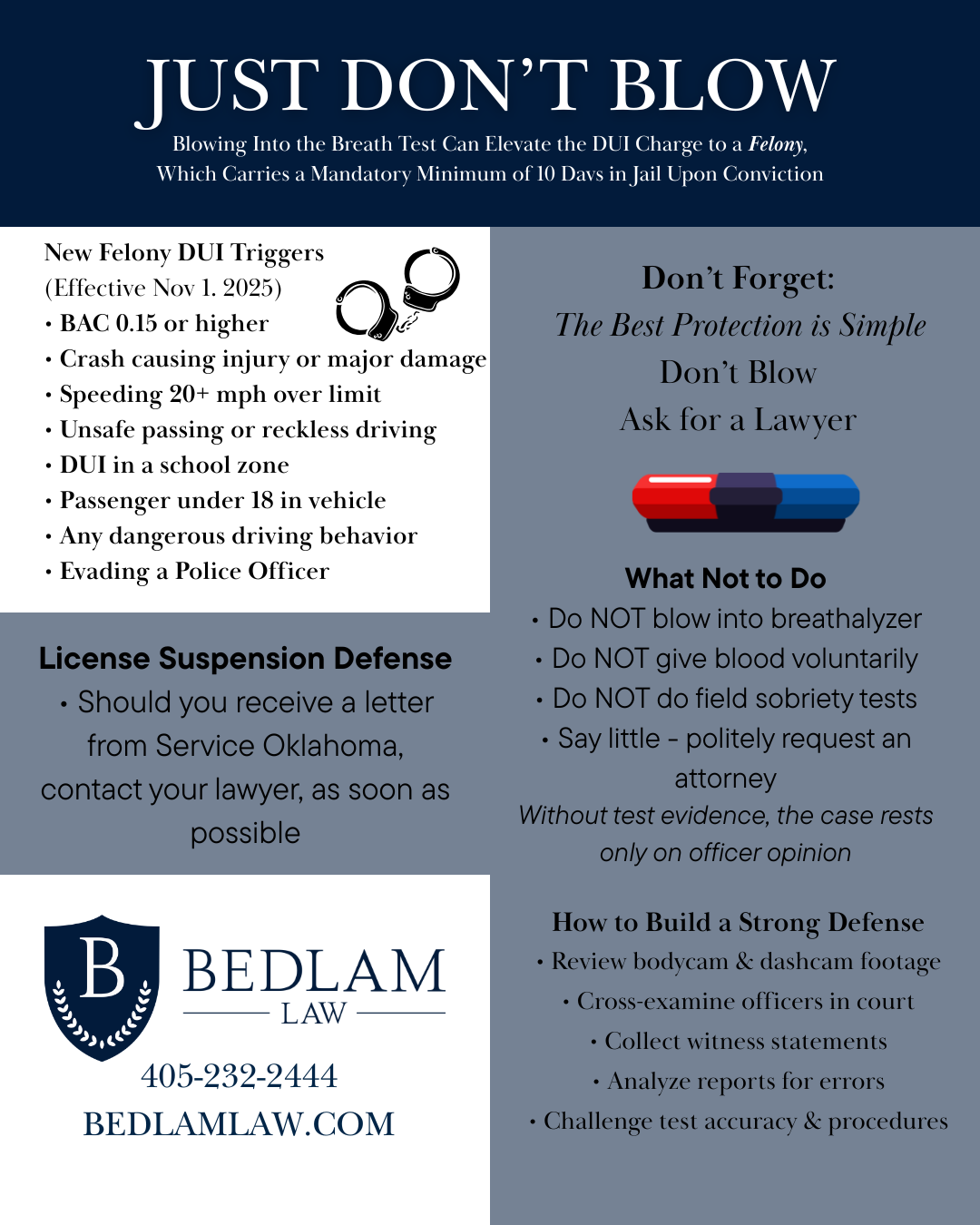 🚨 New DUI laws are coming to Oklahoma on November 1, 2025. 🚨 - Bedlam Law